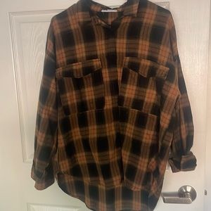BROWN AND BLACK FLANNEL